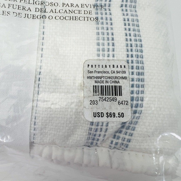 Pottery Barn Hawthorn Patchwork Quilted EURO Sham Chambray Blue NEW‎ - Picture 5 of 5